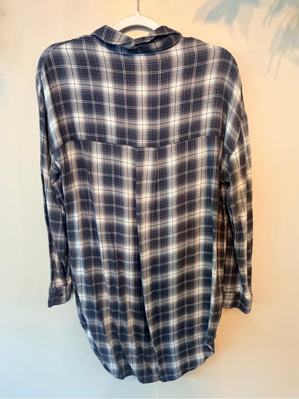Gentle Fawn Grey Plaid High Low Shirt Dress Tunic - Picture 5 of 6